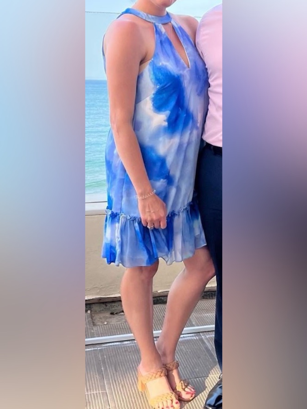 Aidan Mattox Sky Blue Watercolor Dress